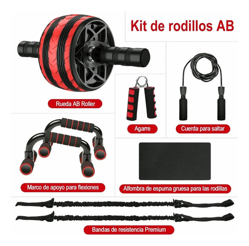 Aqnln Kit Ejercitador Rueda Abdominales Barras Push-up Cuerda