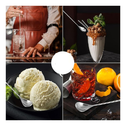 A Set 3pzs Cuchara Coctelera Agitador Bartender Bar Acero