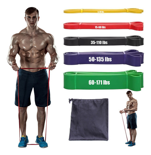 Set 5 Liga De Resistencia Fitness Bandas Elasticas Ejercicio Aidehome ZLD-5PC