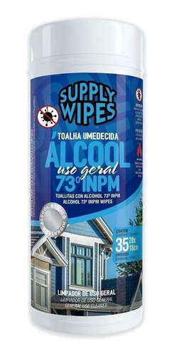 Lenços Umedecidos Alcool 70° Tubo 35 Unidades Supply Wipes