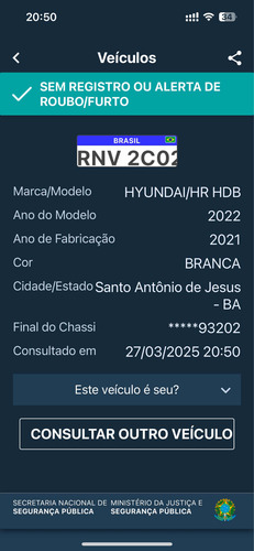 Hyundai HR 2.5 Hd Cab. Curta S/ Carroceria Tci 2p