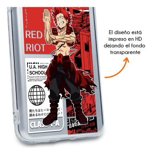 Funda Para Motorola Red Riot Kirishima Clase 1-a Héroe Resistente My Hero Academia Anime