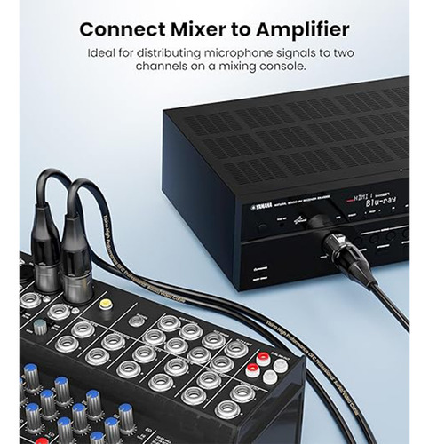 1 Cable De Micrófono Divisor Xlr Y Macho A 2 Hembras De 3 Pines Macho A Doble Xlr Hembra, Cable De Audio De Micrófono Equilibrado Para Micrófono Estéreo A Pista De Audio L Y R, 30 Cm