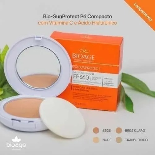 Pó Compacto Bio-sunprotect Vitamina C Fps60 Bioage 10g Bege