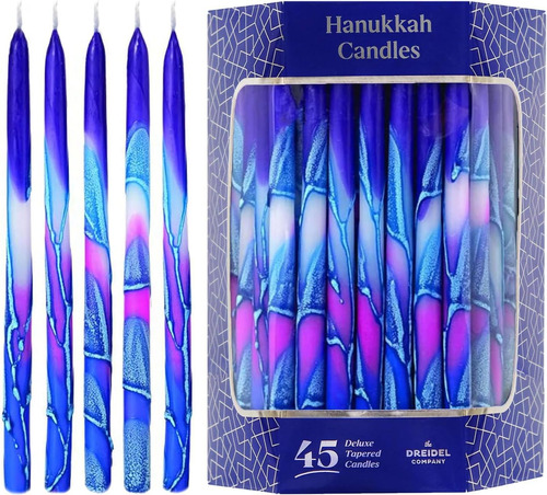 Velas Hanukkah Sin Goteo Azul Y Rosa Multi Splash Premium Có