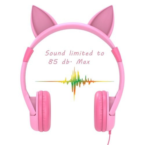 Iclever Volumen Limitando Rosa Cat Ear Auriculares Para Auri