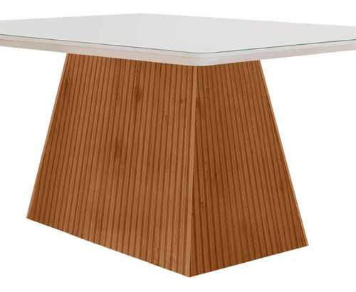 Mesa de comedor Aida de 120 cm en MDF y cristal blanco roto