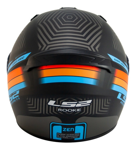Imagen 5 de 9 de Casco Moto Integral Ls2 352 Rookie Zen Negro Azul Mate