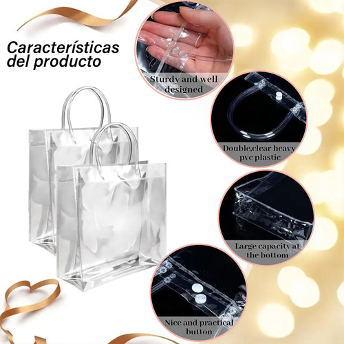 40 Bolsa Regalo Con Asa Transparentes Boda Bautizo Recuerdos