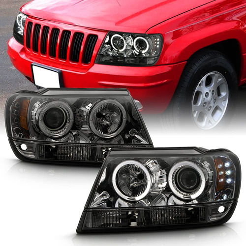 Para Jeep Grand Cherokee Anillo Halo Led Ahumado Faro