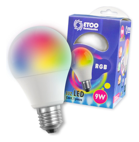 Foco Led Luz Blanca Y Rgb Multicolor Control Remoto 9w Etco