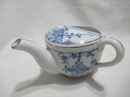 Antig Pistero Taza P/ Enfermos Porcelana Azul Oro Mercurial