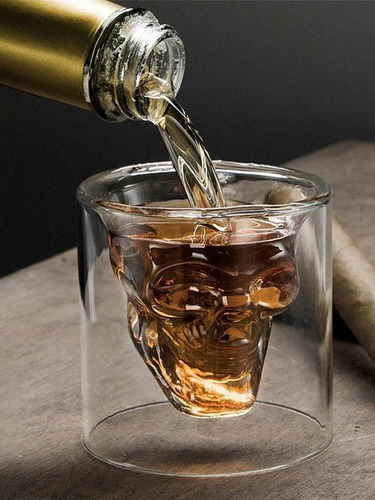 Set De Shots 2 Vasos Cristal Calavera Craneo 13 Cm (2 Pzas)