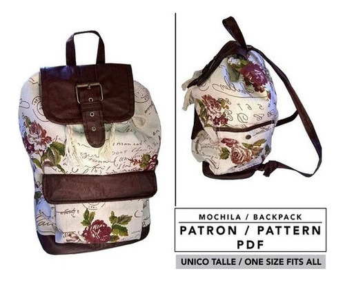 Molde De Costura, Patron Mochila , Imprimible , Pdf