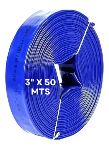 Manguera plana p/descarga de agua, PVC flexible, 3' x 50 m Truper