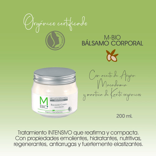 Bálsamo Corporal Reafirmante Orgánico Mediterranea 200 Ml