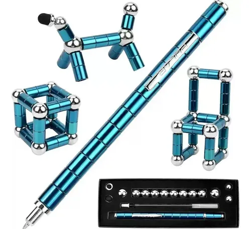 GlasFlength Lápiz Magnético Fidget – Bolígrafo Transformable Con 14 Perlas Y Recambios, Regalo Antiestrés Para Todas Las Edades