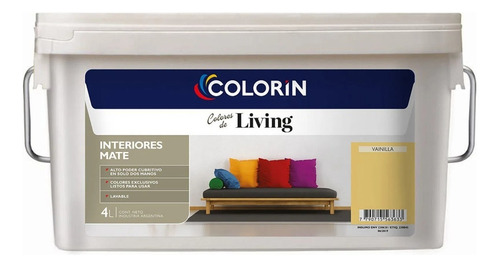 Colorin Living Interior Pintura Latex Lavable Mate 4 Litros Color Vainilla