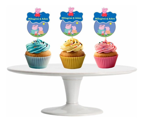 Peppa Pig Cupcake Toppers Adorno Para Muffins X10