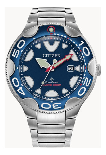 Relógio masculino Citizen Eco-drive Promaster BN0231-52l, cor da pulseira: prata, moldura, cor de fundo azul, cor de fundo azul