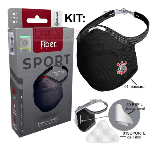 Imagem 1 de 7 de Kit Máscara Fiber Sport Corinthians Santos Cbf Oficial C/ Nf