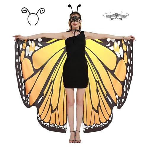 Wlimoper Disfraz De Mariposa Halloween Para Mujer Adulta, Alas De Hada Capa Para Fiesta Cosplay