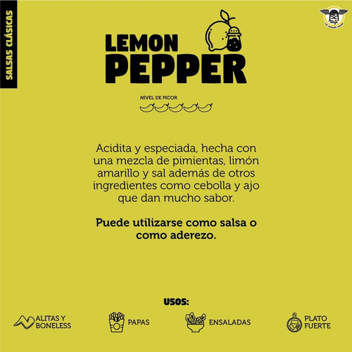 Salsa Lemon Pepper Mr Wings Aderezo Pimienta Limón Pa Alitas