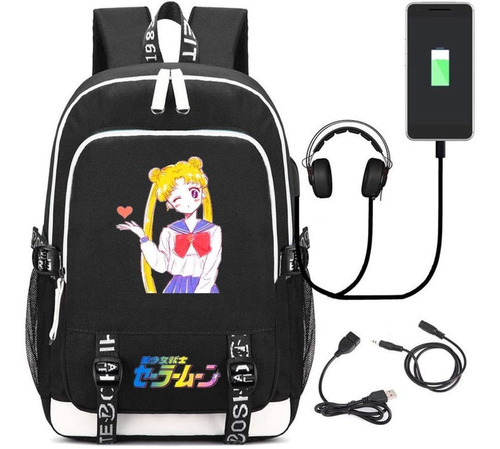 Anime Sailor Moon Cosplay - Bolsa Escolar Con Puerto De Carg