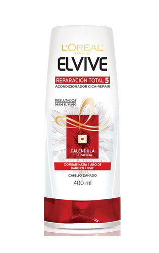 Acondicionador L'Oréal Paris Elvive Reparación Total 5 Caléndula + Ceramida en botella de 400mL por 1 unidad