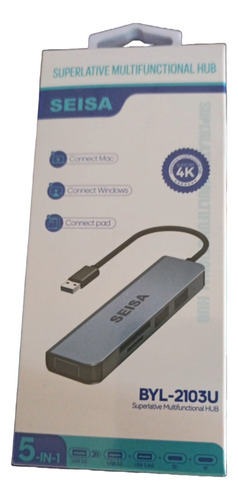 Adaptador Hub 5 En 1 Seisa 4k Multifuncional 3 Usb Ios Win