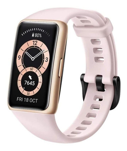 Huawei Series 6 Band 6 1.47" caja de polímero gold, malla sakura pink de silicona FRA-B19