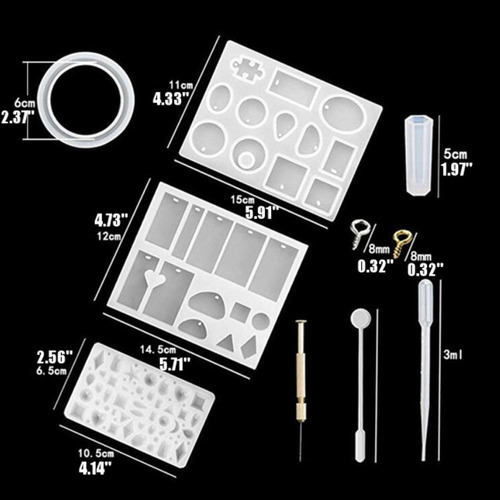 Resina De Moho Epoxi Silicona Joyería Fundición 277 Piezas