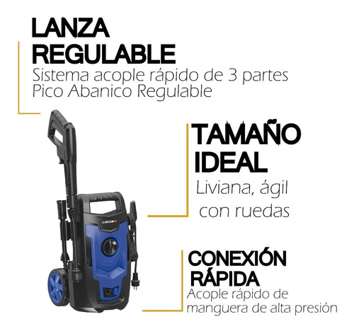 Imagen 2 de 10 de Hidrolavadora Logus 110bar 1400w C/autostop - 6 Cuotas!