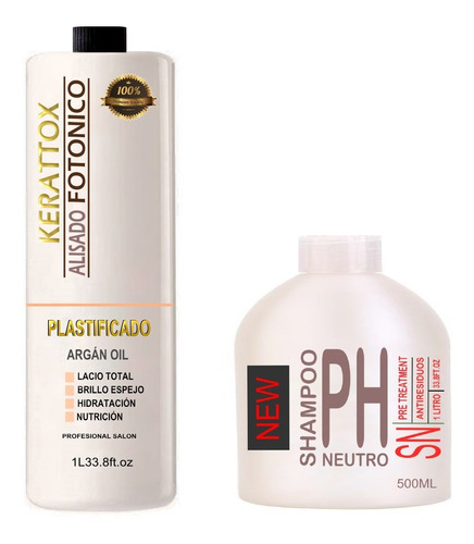 Alisado Plastificador Fotónico Crema 1 Litro + Shampoo 500ml