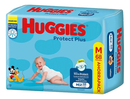 Pañales Huggies Protect Plus Pack Ahorro M 68 un Género Sin género Tamaño Mediano (M)