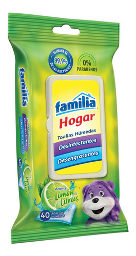 Toalla Húmeda Desinfectante Familia Hogar Flat Px40 Familia