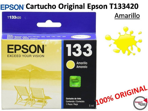 Imagen 1 de 4 de Cartucho Original Epson T133420 Para Epson Stylus Amarillo