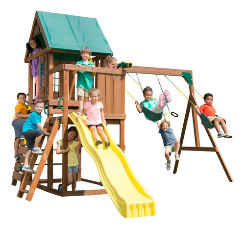 Juego Infantil De Madera Altamont Con Casa, Columpios