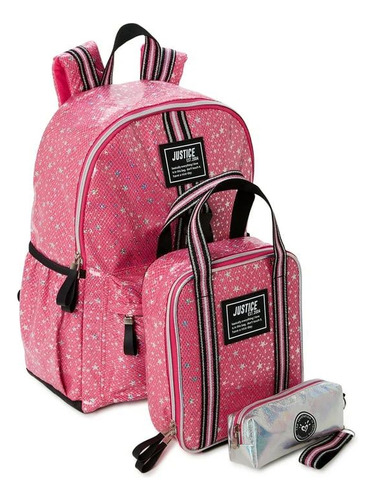 Morral Con Lonchera Para Niñas Justice Original 4 Piezas 