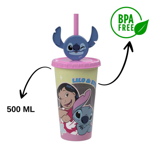 Kit Cinema Lilo&stitch Balde De Pipoca 2,1l E Copo Com Pin