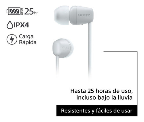 Auriculares Bluetooth Inalámbricos In Ear Sony Wi-c100 White Color Blanco