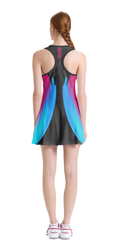 Imagem 4 de 6 de Vestido Beach Tennis C/ Shorts Preto Rosa Beachwear