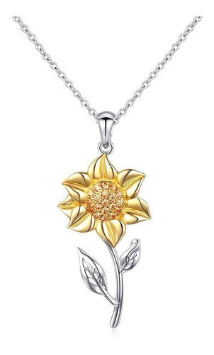 Dije De Girasol Plata 925 Y Cadena Con Estuche