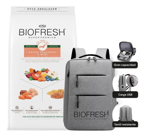 Alimento Biofresh Adulto De Raza Pequeña 15 Kg Con Mochila 