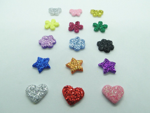 100 Mini Adesivos Pet Piercings Lacinhos Eva Com Glitter Dog