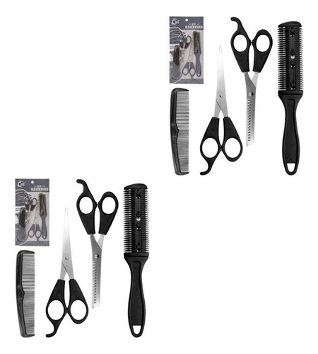 Cabelo E Barba Tesoura Pente De Cortar E Aparar Kit 12 Unid