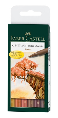 Set X6 Pitt Artist Pens Brush Faber Castell Terra