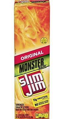 Slim Jim Monster Sticks Carne Ahumada, Original, Lleno De Pr