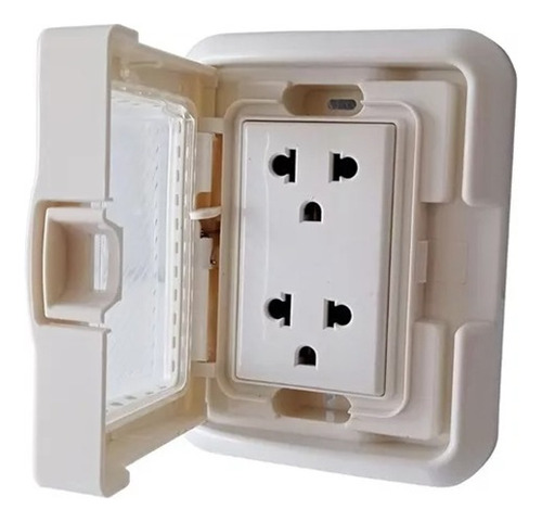 Tomacorriente Doble Universal Con Tierra Hydrobox Opalux