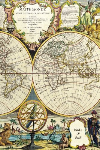 Diario De Viaje Mapa Del Mundo Vintage Antiguo Cuaderno De N